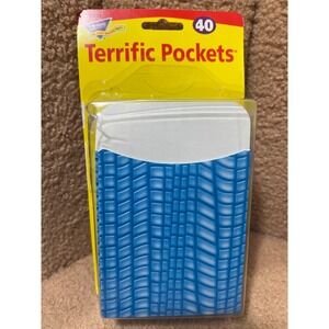 Trend Enterprises Terrific Pockets 40 Count Blue Textured Classroom Storage